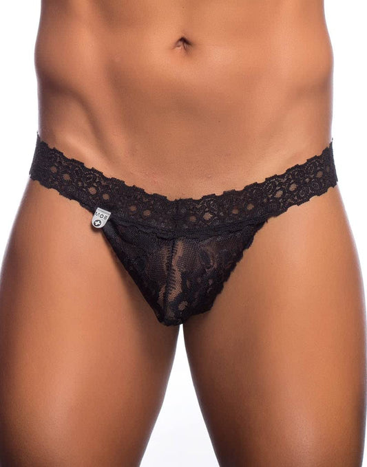 MALEBASICS Mob Eroticwear Lace Thong (Mbl29) (Black, Large/X-Large)