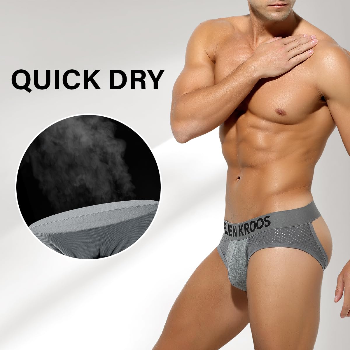 Arjen Kroos Men's Jockstrap Underwear Breathable Mesh Jock Straps Cotton Athletic Supporter,GREY,Large