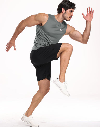 NELEUS Men's Dry Fit Workout Athletic Tank Basketball Running Shirts,5015,Black/Grey/Navy Blue,L