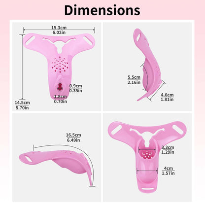 Men's Invisible Training Cage Cross Dressing Set, with Adjustable Belt, Breathable Design Training Set for Sissy Men，Pink Belt：A