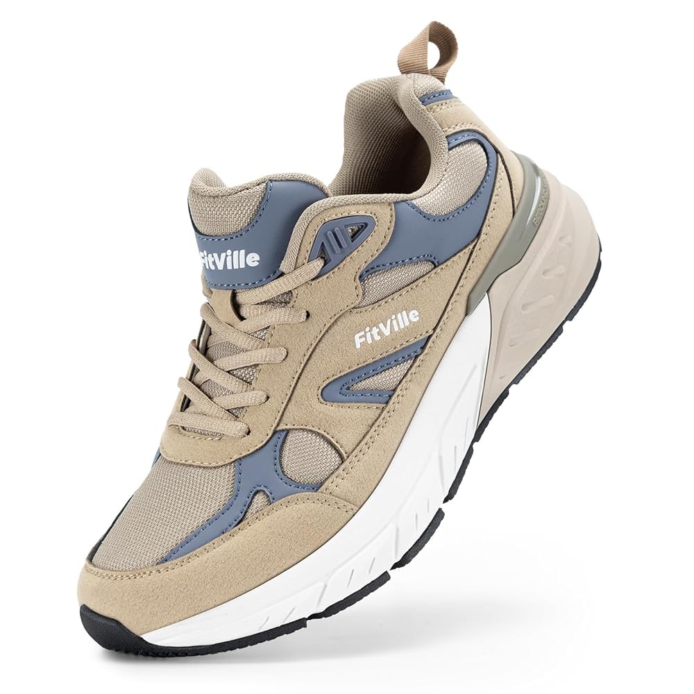 FitVille Wide Walking Shoes for Men Extra Wide Width Sneakers with Arch Support for Flat Feet Heel Pain Relief Plantar Fasciitis - Rebound NEO V1