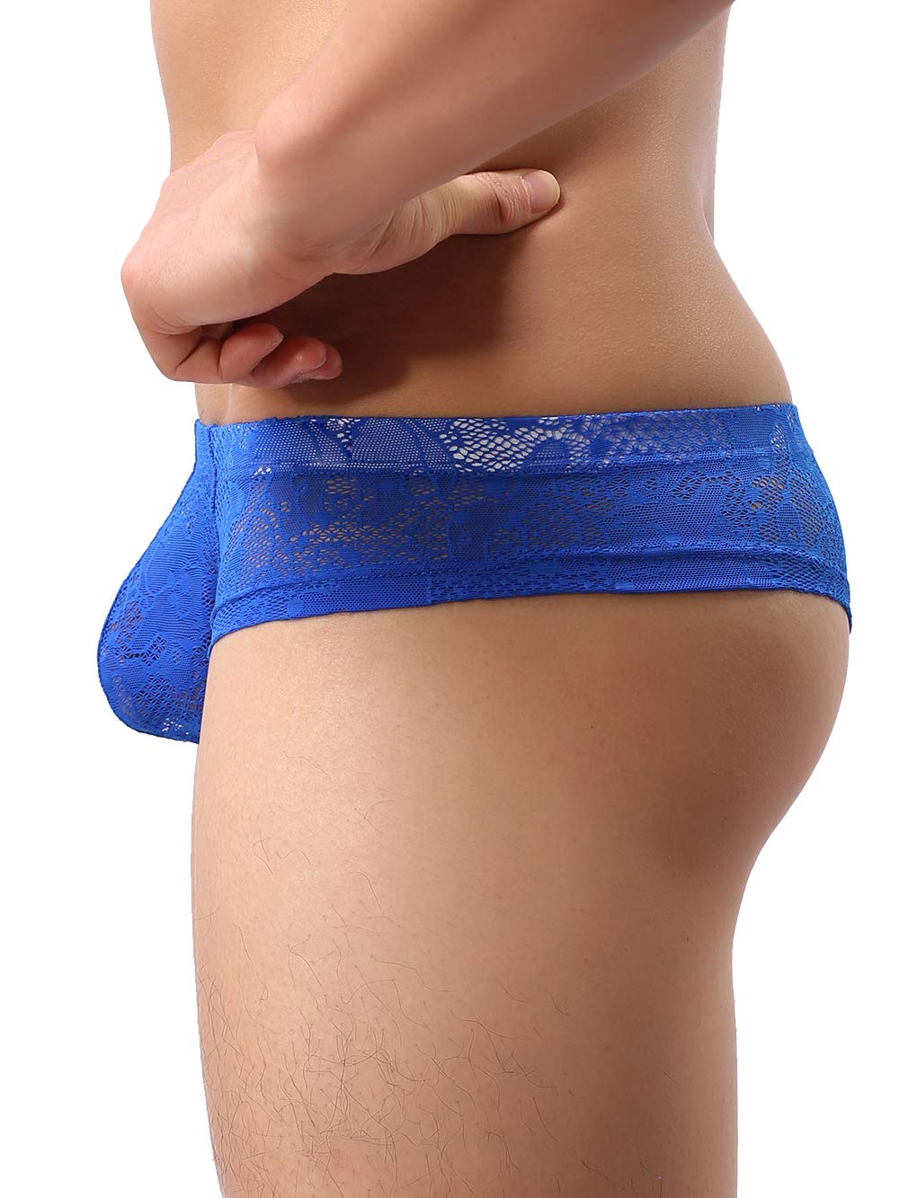 Men's Cheeky Boxer Briefs Sexy Thong Underwear Breathable Lace Mens Panties (Small, 6 Pack)