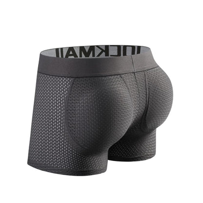 JOCKMAIL Mesh Mens Underwear Boxer Back Mens Padded Underwear Boxer with Hip Pad Men's Boxers (as1, alpha, m, regular, regular, Grey)