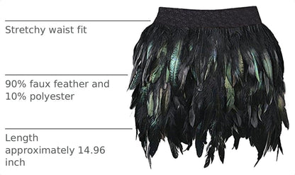 Faux Feather A Line Mini Skirt Medium Black
