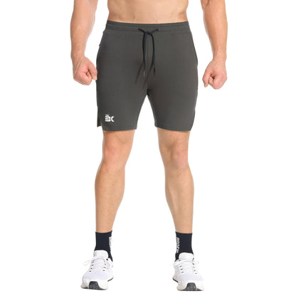 BROKIG Men's Airstretch Gym Shorts,5 Inch Slim Fit Running Exercise Athletic Workout Shorts for Men with Zipper Pockets(Oliver Grey,Medium)