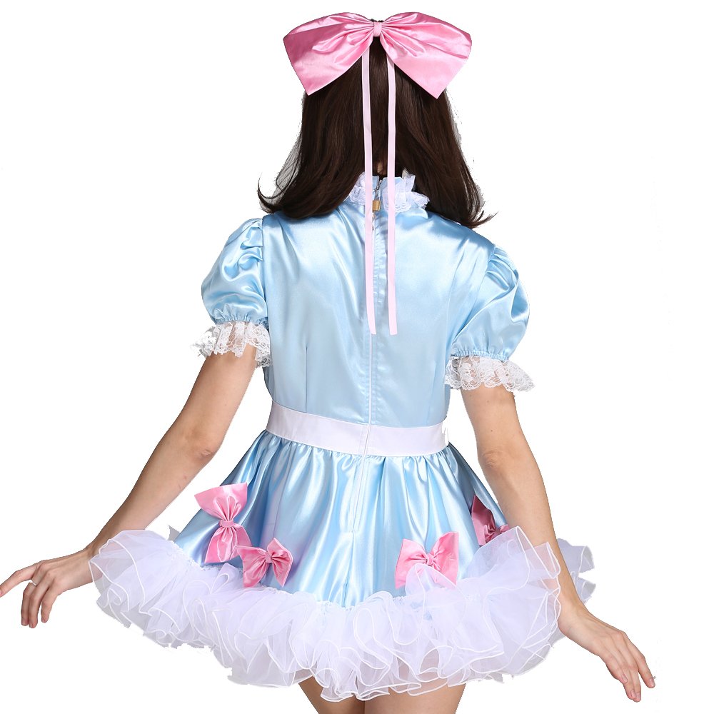 Sissy Lockable Maid Bow Dress Stain Puffy Crossdressing