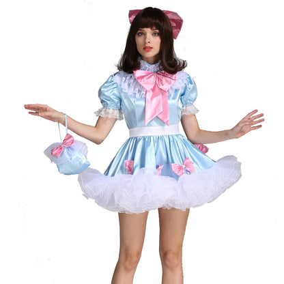 Sissy Lockable Maid Bow Dress Stain Puffy Crossdressing