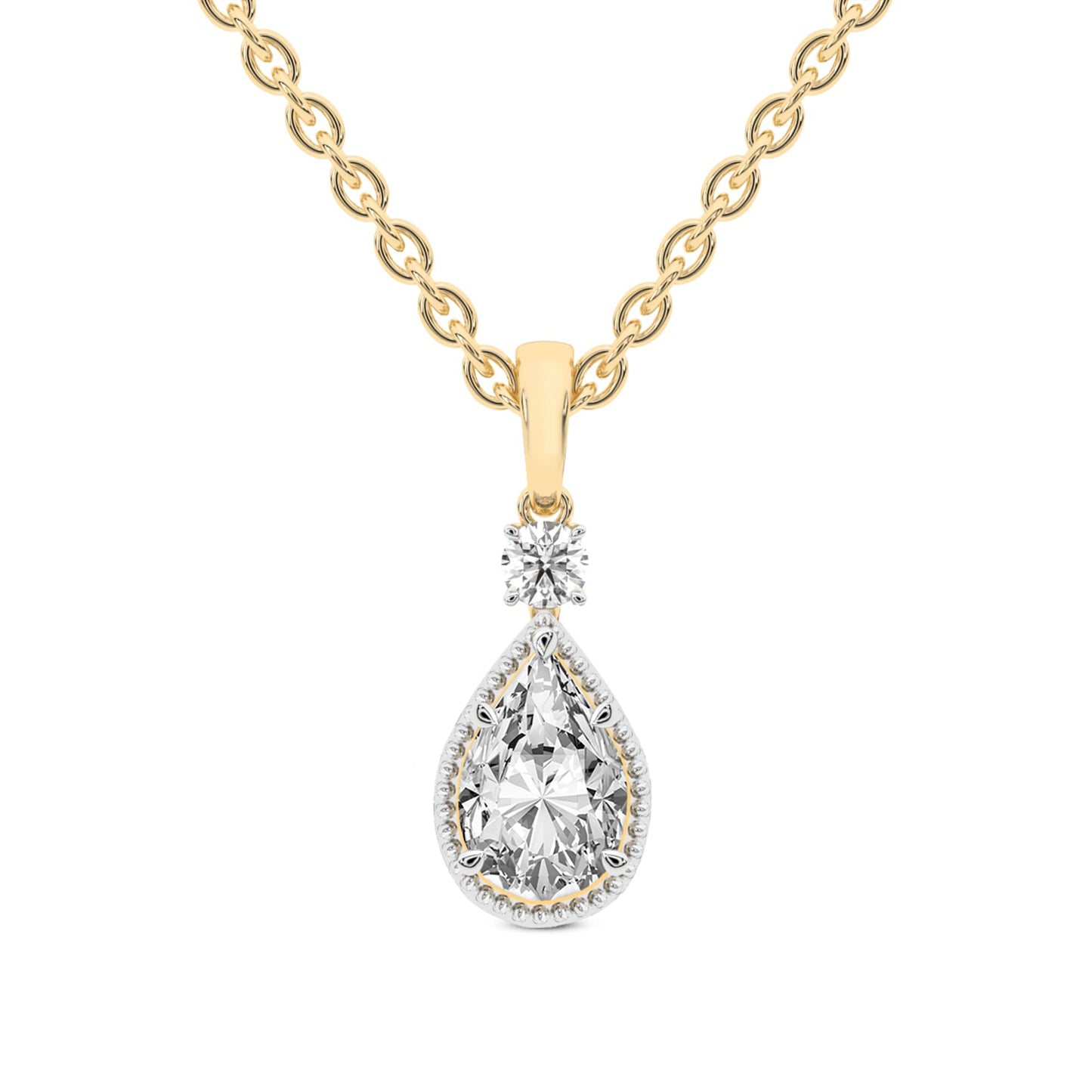 FRIENDLY DIAMONDS Diamond Pendant Necklace For Women | 6 Carat IGI Certified Pear Shape Lab Grown Diamond | Joan Fashion Lab Diamond Pendant Necklace In 14K Yellow Gold | FG-VS1-VS2 Quality