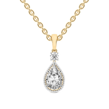 FRIENDLY DIAMONDS Diamond Pendant Necklace For Women | 6 Carat IGI Certified Pear Shape Lab Grown Diamond | Joan Fashion Lab Diamond Pendant Necklace In 14K Yellow Gold | FG-VS1-VS2 Quality