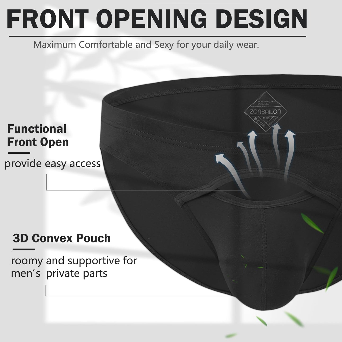 Mens Underwear with Pouch Briefs Sexy Cool Viscose Made from Bamboo Panties Black M