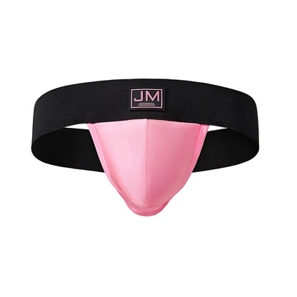 JOCKMAIL Men's Jockstrap Underwear Pouch Jock Strap Athletic Supporter with Stretch Pouch & Elastic Waistband (US, Alpha, Medium, Regular, Regular, 2, PINK+BLACK)