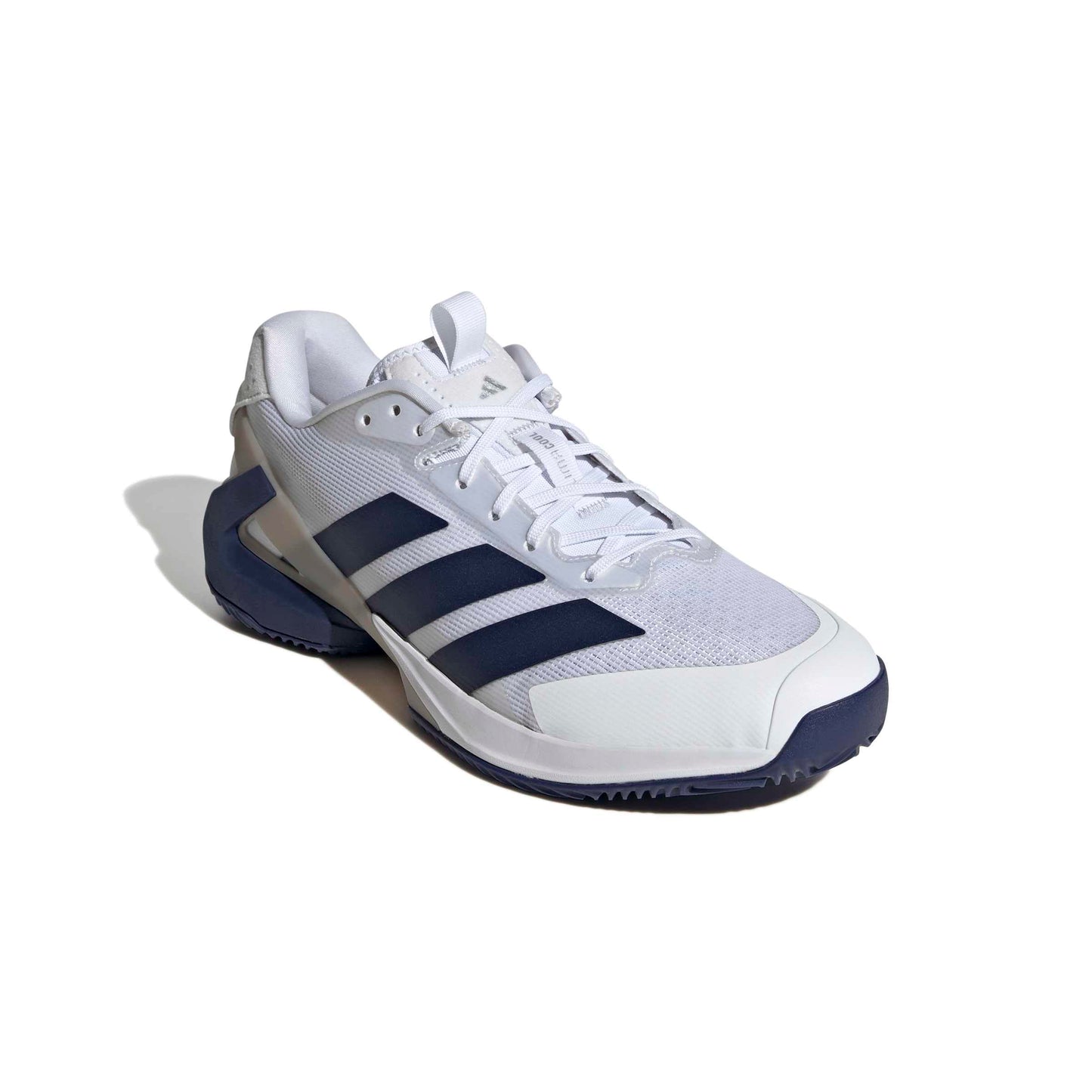 adidas Men's Adizero Ubersonic 5 Clay Tennis, White/Dark Blue/Silver Metallic, 11