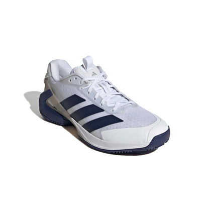 adidas Men's Adizero Ubersonic 5 Clay Tennis, White/Dark Blue/Silver Metallic, 11