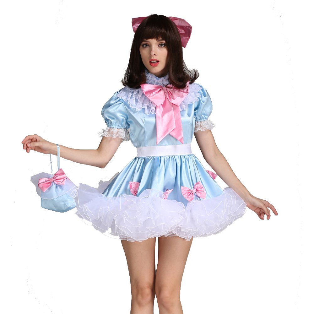 Sissy Lockable Maid Bow Dress Stain Puffy Crossdressing