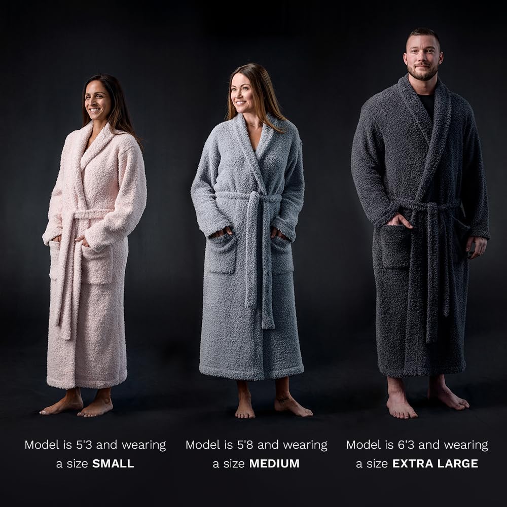 LUXOME Ultra Plush Robe (Medium) | Full-length | Dual Belt Loops | Unisex | Soft & Cozy | Charcoal