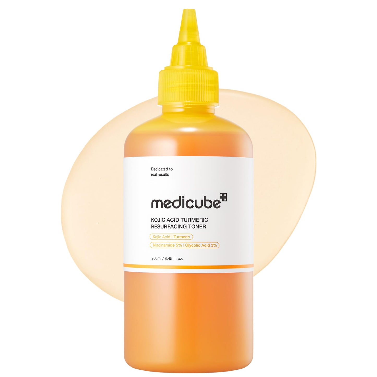 medicube Kojic Acid Turmeric Smoothing Toner for Face & Body | Lightweight Toner for Balancing Uneven Skin Tone & Texture | Niacinamide, Glycolic Acid for Clear Glass Skin | 8.45 fl.oz