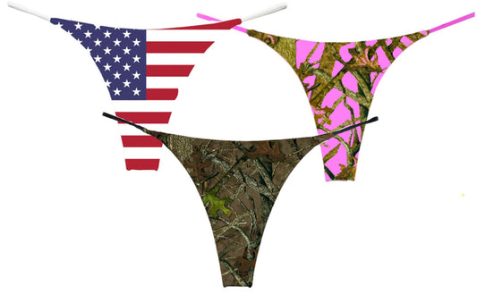 Stars and Stripes - NE Beauty - American Flag - Pink Camo - Traditional Camouflage Thong Set