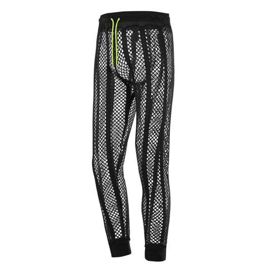 HASWECHYS Mens Fishnet Striped Lounge Pants Sexy Mesh See Through Pyjama Pants with Drawstring blm