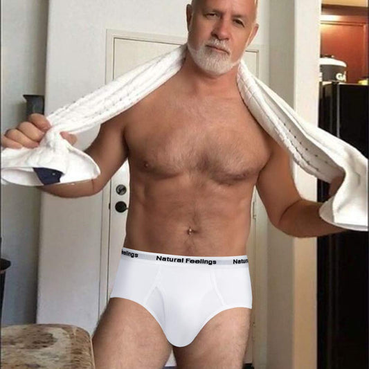 Natural Feelings Men's Basic White Brief Underwear Mens Cotton Classics Briefs Full Rise Mens Underwear Briefs Pack