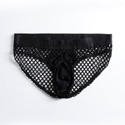 JOCKMAIL Men's Sexy Underwear Briefs Mesh Breathable Comfortable Low Rise Underwear for Men (US, Alpha, X-Large, Regular, Regular, Black)