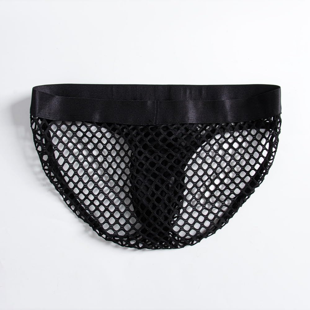 JOCKMAIL Men's Sexy Underwear Briefs Mesh Breathable Comfortable Low Rise Underwear for Men (US, Alpha, X-Large, Regular, Regular, Black)