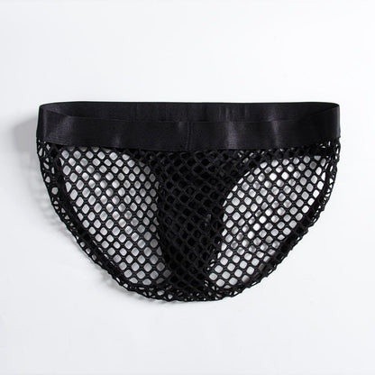 JOCKMAIL Men's Sexy Underwear Briefs Mesh Breathable Comfortable Low Rise Underwear for Men (US, Alpha, X-Large, Regular, Regular, Black)