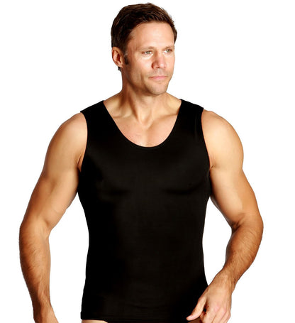 Insta Slim - Made in USA - 3 Pack - Compression Muscle Tank Top Body Shaper for Men. Tummy Control Slimming Shapewear Undershirt for Gynecomastia, Beer Belly & Back Support (Black, XL)