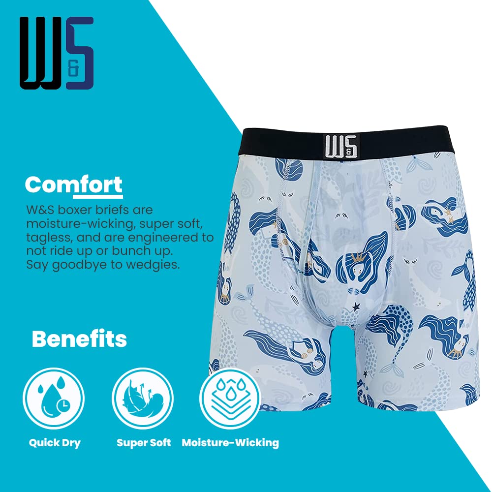 Warriors & Scholars Chafe Safe Pouch Boxer Briefs For Men Pack Of 6, Ultra Soft, Breathable Quick Dry, Moisture-Wicking, Buldge Enhancing Mens Underwear, AM95 L