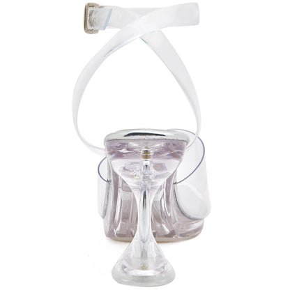 NBUUNBU Clear Ankle Strappy Heels for Women Sexy Transparent Straps Buckle Platform Kitten High Heel Comfortable Cinderella Shoes Stilletos Square Toe Sandals Mules Pump