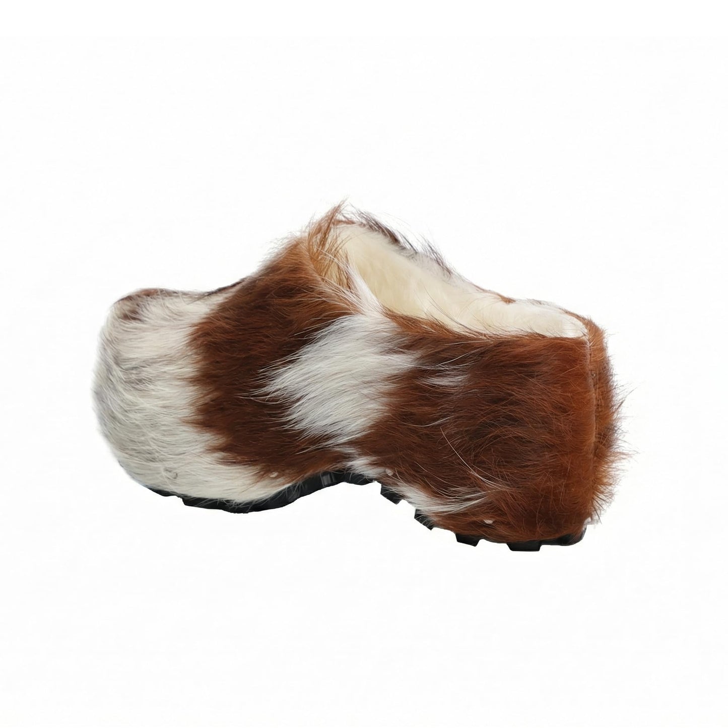 XOBZJH Women's Luxury Natural Cowhide Hair Platform Clogs – Western Retro Slip-On Mules with Zipper and Adjustable Buckle Strap – Handmade Rustic Cow Bone Back Hair Shoes with Arch Support
