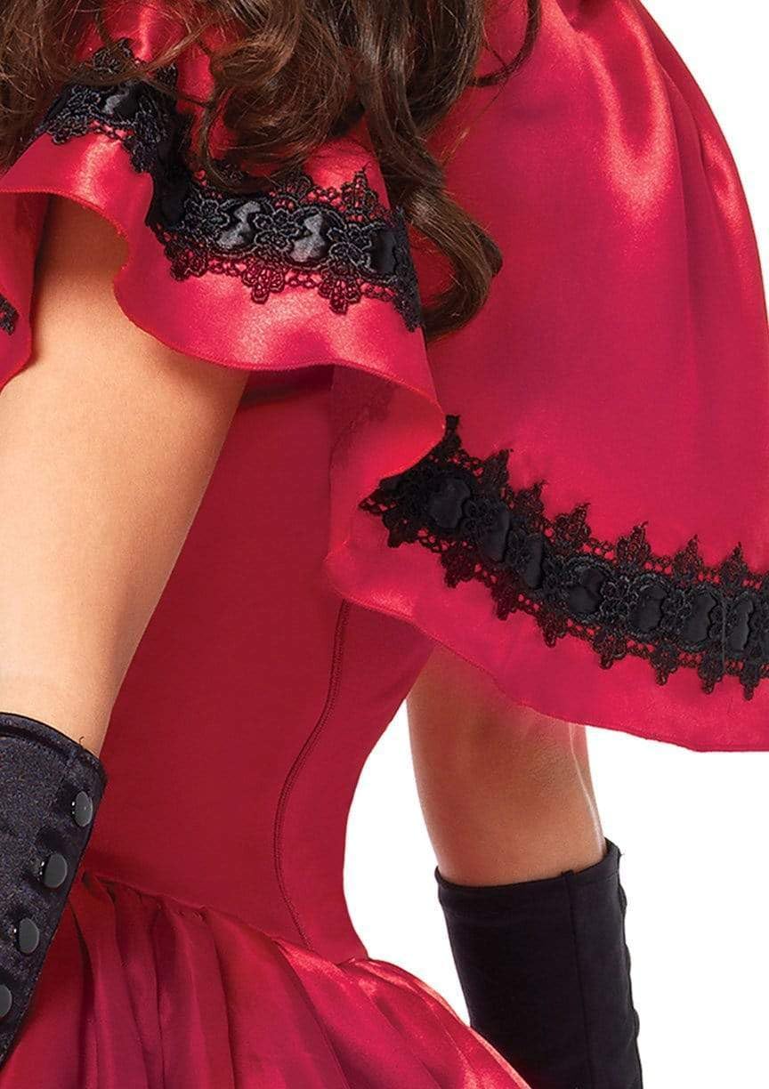 Leg Avenue 2 Piece Gothic- Little Red Riding Hood Costume Set-Sexy Hooded Cape and Peasant