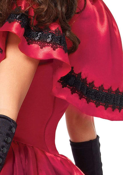 Leg Avenue 2 Piece Gothic- Little Red Riding Hood Costume Set-Sexy Hooded Cape and Peasant
