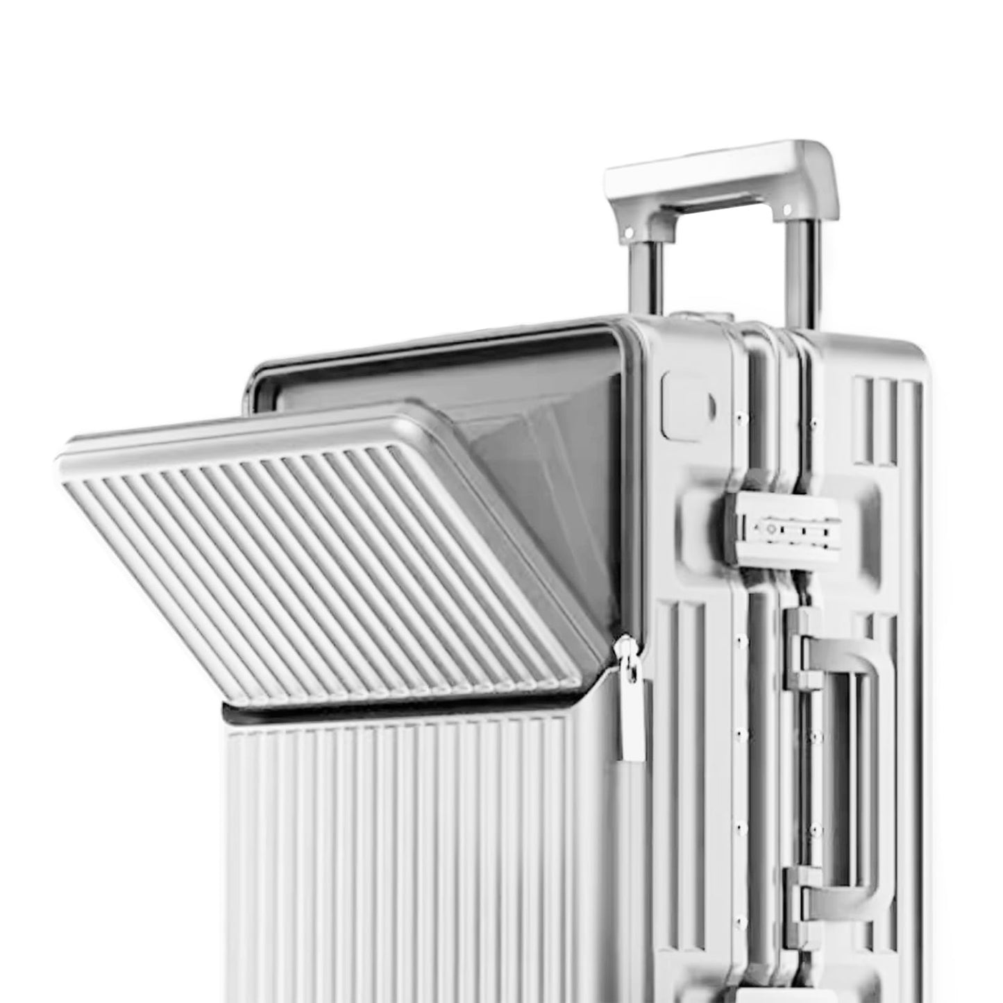 2-Piece Hardshell Zipperless Luggage Set, 20/26" Aluminum Frame Hardshell Spinner Luggage, Airline Approved Carry-On Luggage, TSA Lock, 360° Quiet Wheels With Cup Holder (silver)