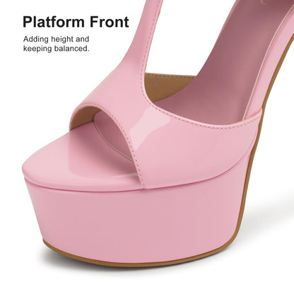 FancyQueen Gladiator Heels, Pink Platform Heels Open Toe Knee High Sandals Club Prom Boots, Sexy Style for Party