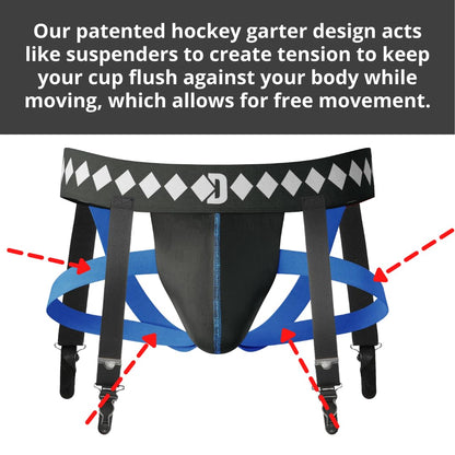 Diamond MMA 3-in-1 Hockey Garter Belt System - Complete with Athletic Cup, Garter, and Jock - Shift-Proof Groin Protection for Hockey Players & Goalies (X-Large)