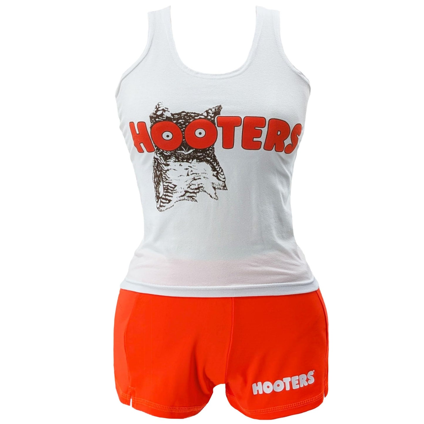 Ripple Junction Hooter's Girl Classic Waitress Role Play Costume Uniform Outfit w/Tank Top Shorts Adult Women's Small Orange White