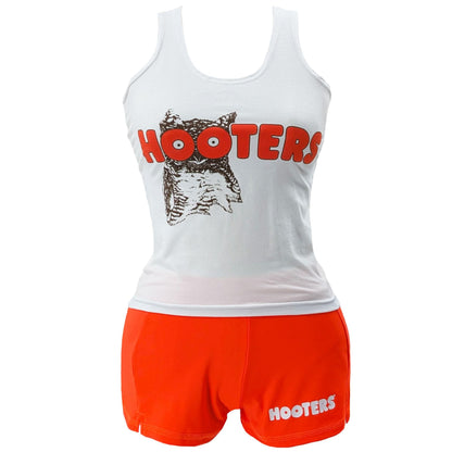 Ripple Junction Hooter's Girl Classic Waitress Role Play Costume Uniform Outfit w/Tank Top Shorts Adult Women's Small Orange White
