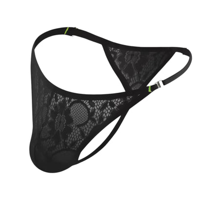 Men's Sissy Lace Panties Femboy Panty Thong See-Through Underwear G-String Lingerie for Cross-dressers (US, Alpha, X-Large, XX-Large, Regular, Regular, Black)