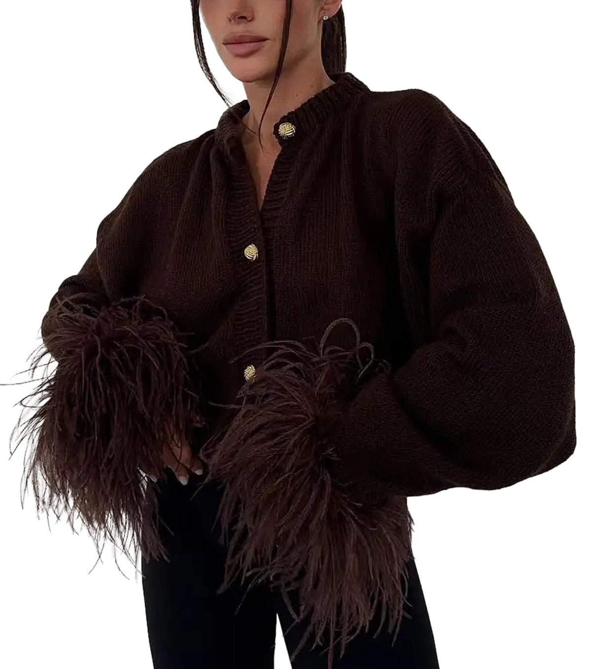 Cable Knit Cardigan Women Stretchy Comfy Casual Vintage Button Up Fringe Hem Sleeve Jackets for Women Trendy 2026