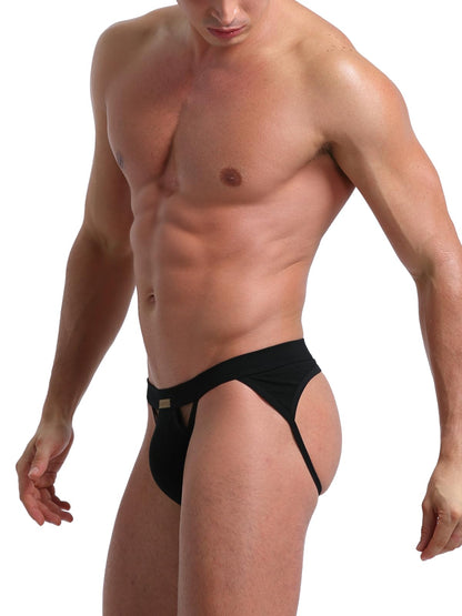 KAREN SPACE Cotton Underwear Jockstraps for Men, Men's Sports Thong,1906SH-Black,Large