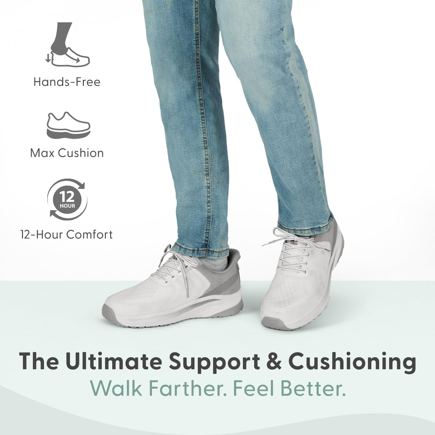 Orthofeet Men's Orthopedic White Hands-Free Tilos Slip-On Sneakers, Size 10 Medium