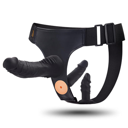 Strap On Dildo Set Adjustable Harness with 3 Silicone Dildos