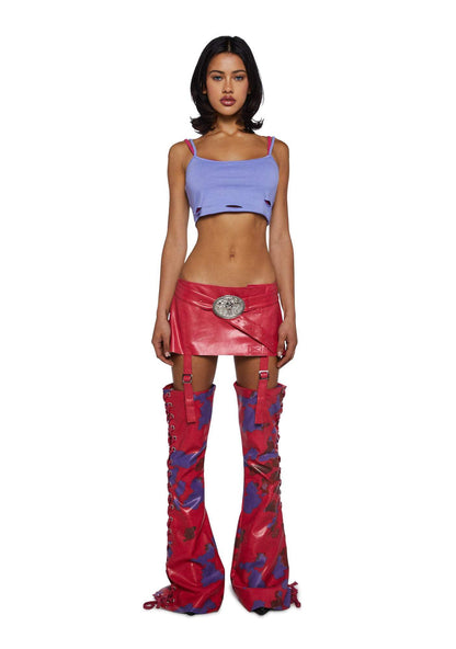 Dolls Kill Suki Fast N’ Furious Halloween Costume - Cosplay Chaps and Crop Outfit by Trickz N' Treatz - Pink, Large