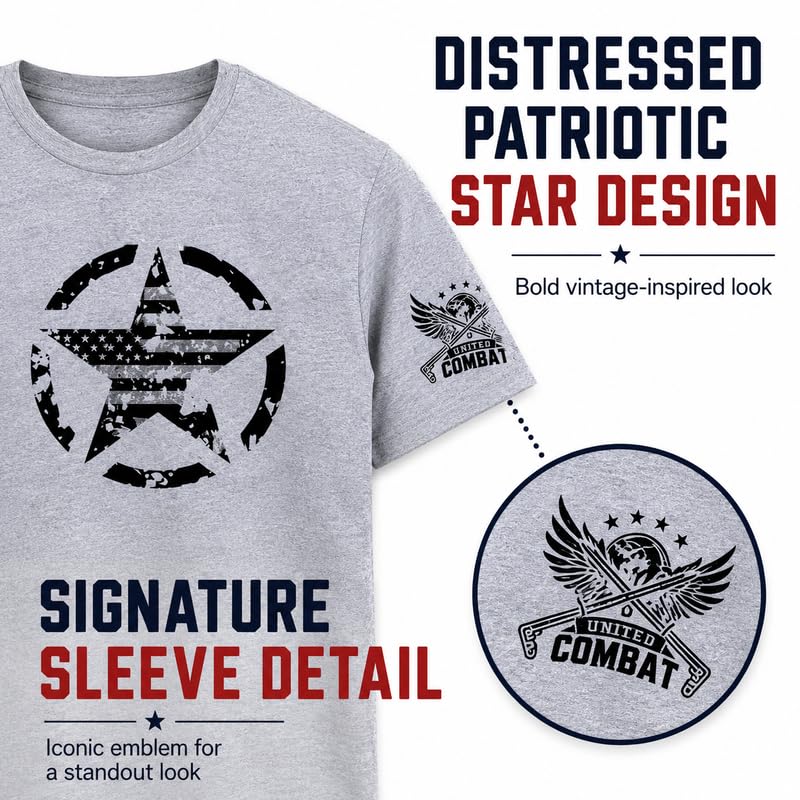 Distressed Star American Flag T-Shirt 3 Pack Patriotic USA Graphic Tee, Military Style Shirt, 4th of July Gift for Men Women