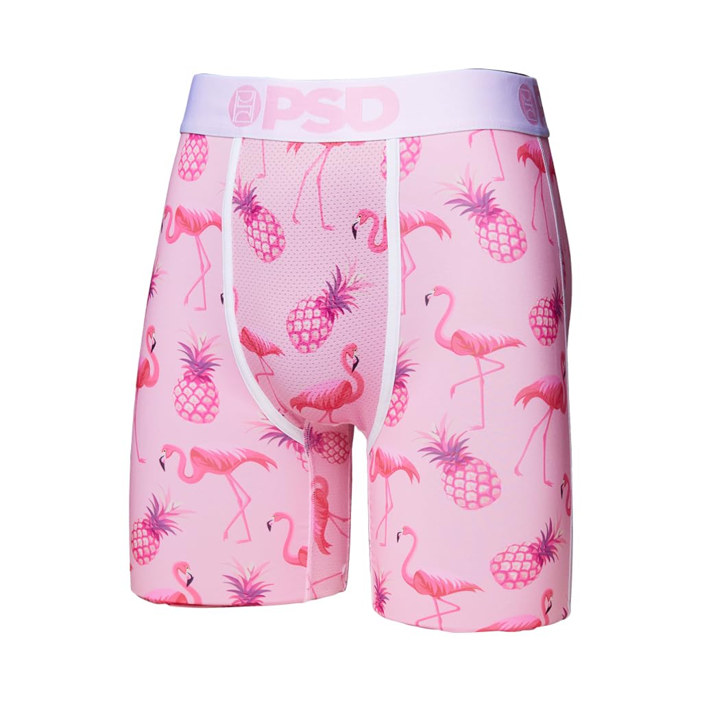 PSD Underwear Men's Flamingo Jungle Boxer Brief 3 Pack, Multi, M
