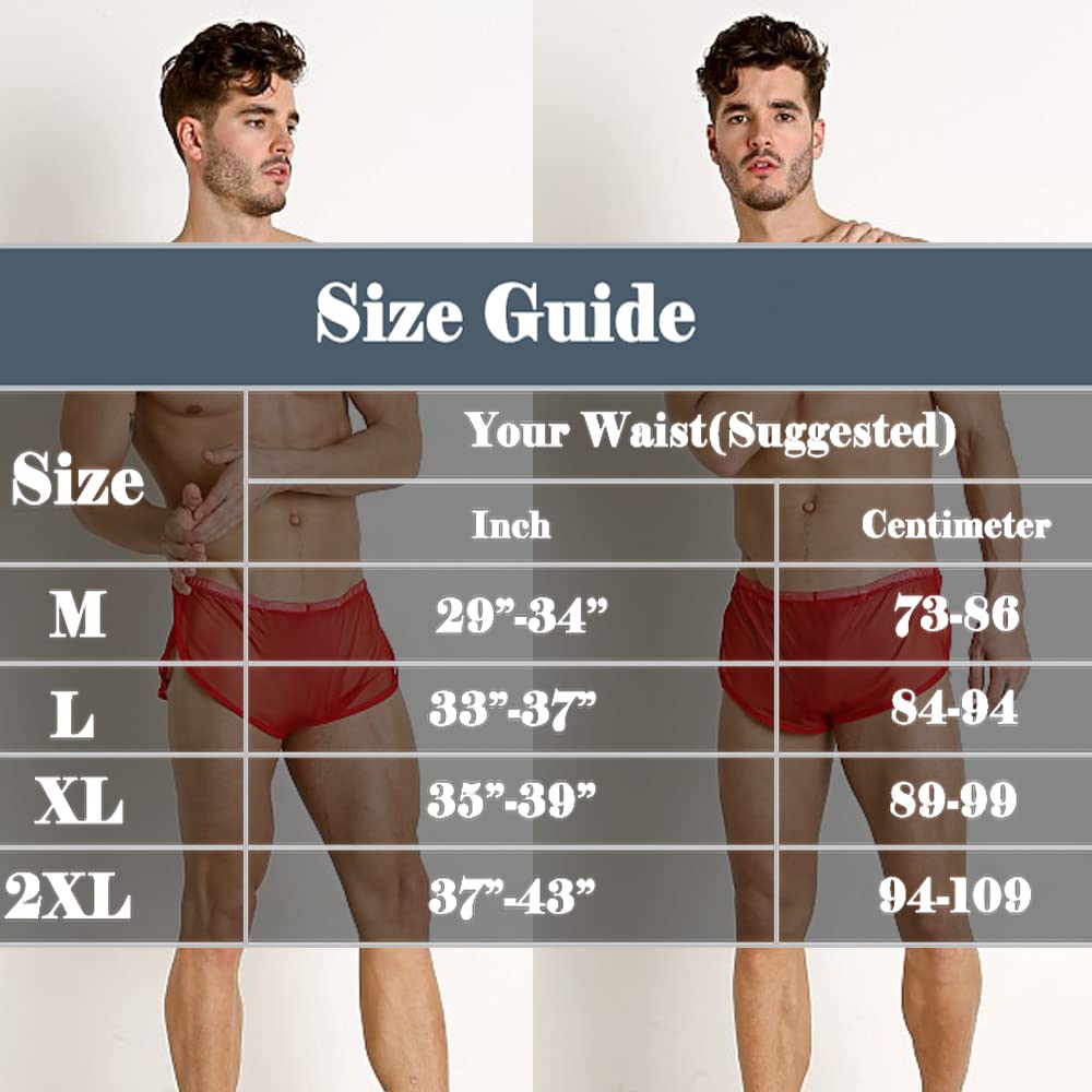 Men's Split Side Short Shorts Sexy Breathable Large Split Sides Mesh Athletic Shorts White XL