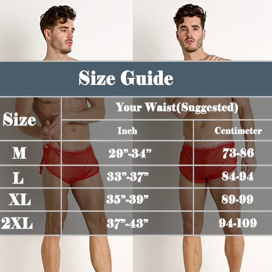 Men's Split Side Short Shorts Sexy Breathable Large Split Sides Mesh Athletic Shorts White XL