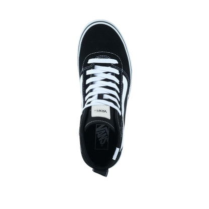 Vans Men's Ashwood Hi Decon Shoe | High Top Fashion Sneakers with Padded Ankle Support, Suede/Canvas Black/White, 11