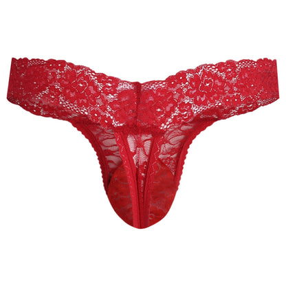 GNFVQLLE Lace Frilly Sissy Panties Femboy Mens Thong Sexy Underwear Male Lingerie Girly Clothes Feminine Outfit Red