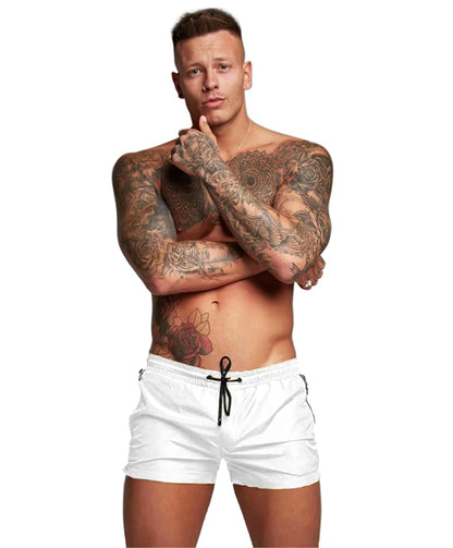 Redqenting Mens Swim Trunks Quick Dry Swimwear Zipper Pockets, Swim Shorts with Mesh Lining